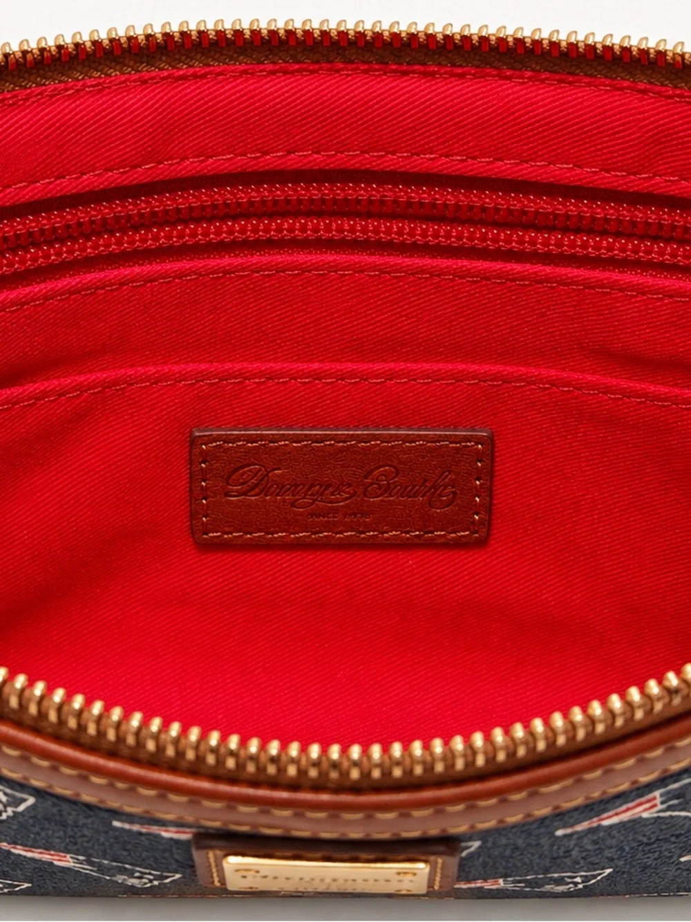 Dooney & Bourke Navy New England Patriots Wristlet Clutch with Brown Trim